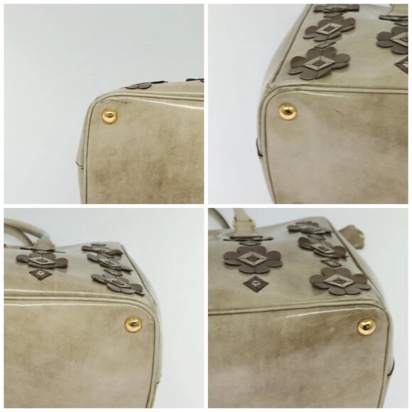 PRADA Hand Bag Enamel 2way Beige Gold Auth - Picture 16 of 16